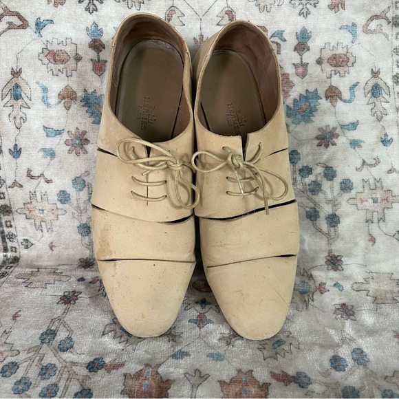 Hermes Shoes - Hermes Richelieu Cream Suede Lace-Up Shoes